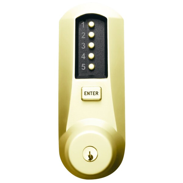 Cylindrical Combination Lever Lock, 2-3/8-in Backset, 1/2-in Throw Latch, KIL, Kaba 90 Keyway, Brass